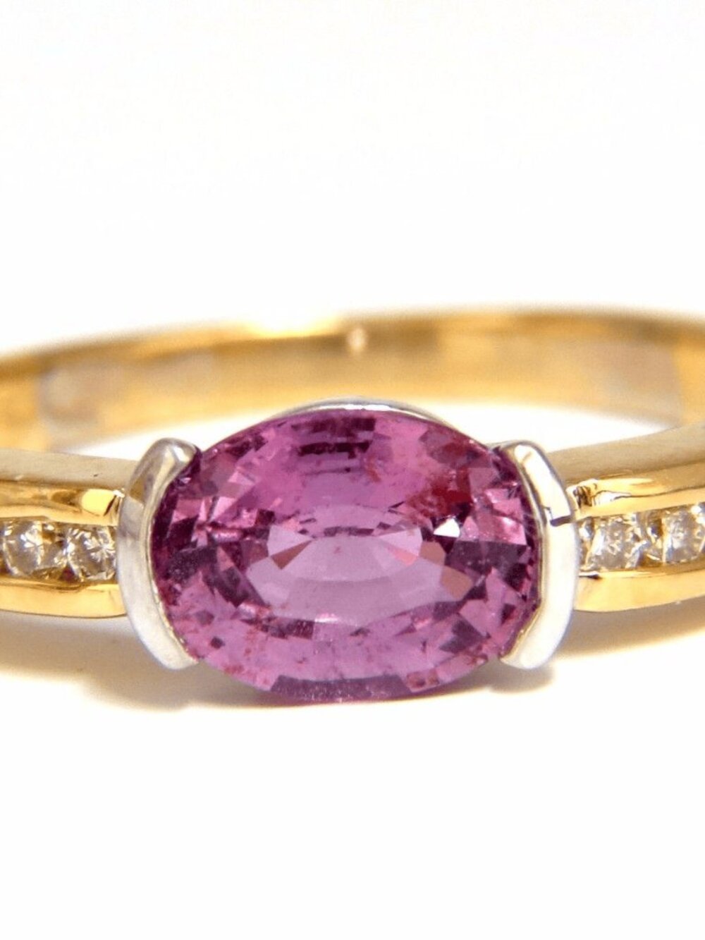GIA 1.78CT NATURAL NO HEAT BRIGHT PINK SAPPHIRE DIAMOND RING 18KT*